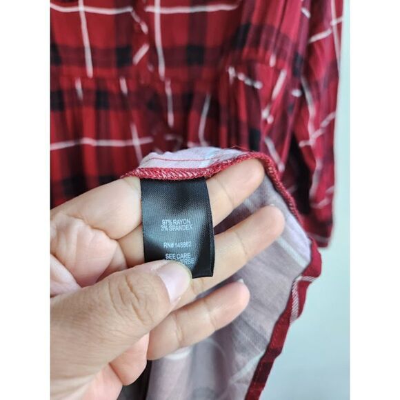 Torrid Red & Black Plaid Knee Length Button Down Shirt Dress size 2 or 2X - Picture 13 of 14